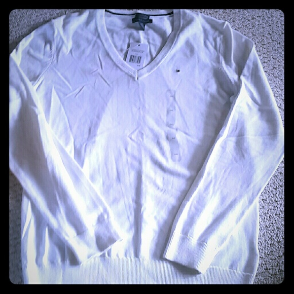 Tommy Hilfiger Sweaters - Tommy Hilfiger White V-neck Sweater
